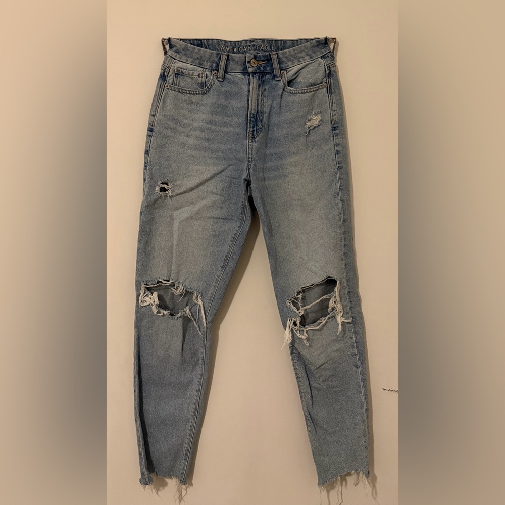 American Eagle Outfitters Light Blue Distressed Boyfriend Jeans
